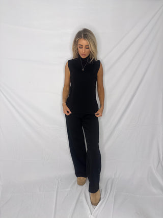 Grace High Neck Knitted Two Piece - Black