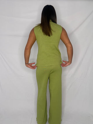 Grace High Neck Knitted Two Piece - Green