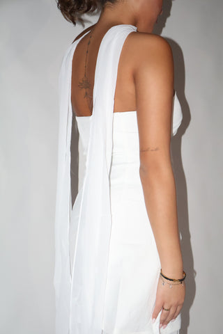 Chiffon Whisper Maxi Dress with Scarf - White