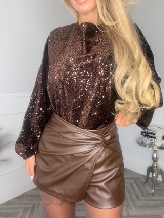 Brown leather Chic Skort