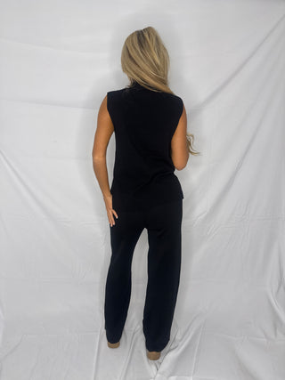 Grace High Neck Knitted Two Piece - Black