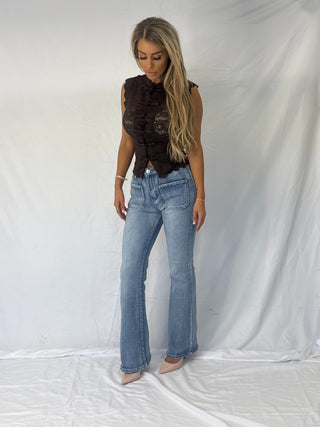 Aura Mesh Top Brown