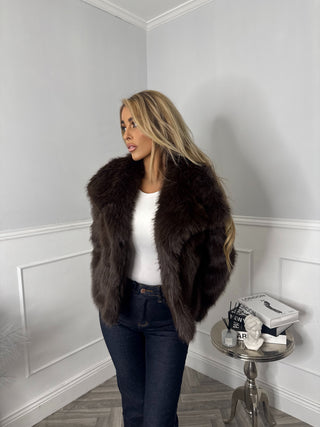 Luxe Foxy Fur Jacket - Brown