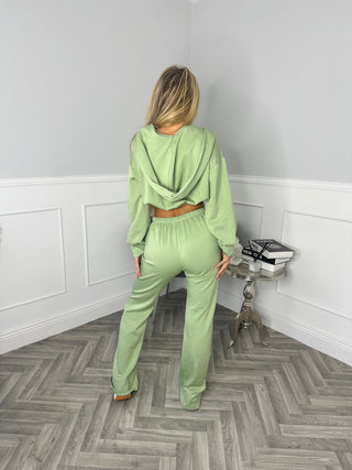 Cropped Loungewear with a Twist - Lime Green