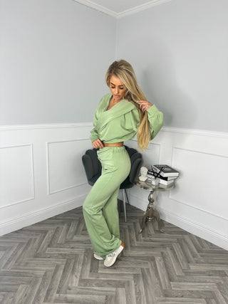 Cropped Loungewear with a Twist - Lime Green