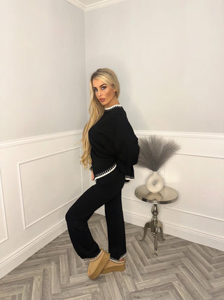 Angel stitch loungewear - Black / White Stitch