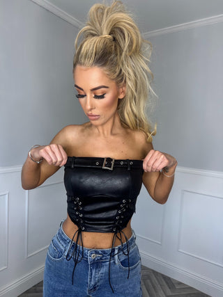 Black leather Corset