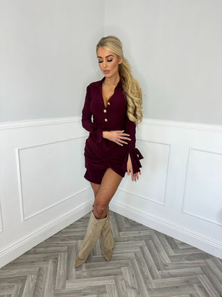 Christen Long sleeve Dress - Burgundy