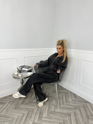 Hooded Jogger Split Tracksuit - Acid Wash