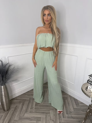 Grace pleated trousers set (mint)